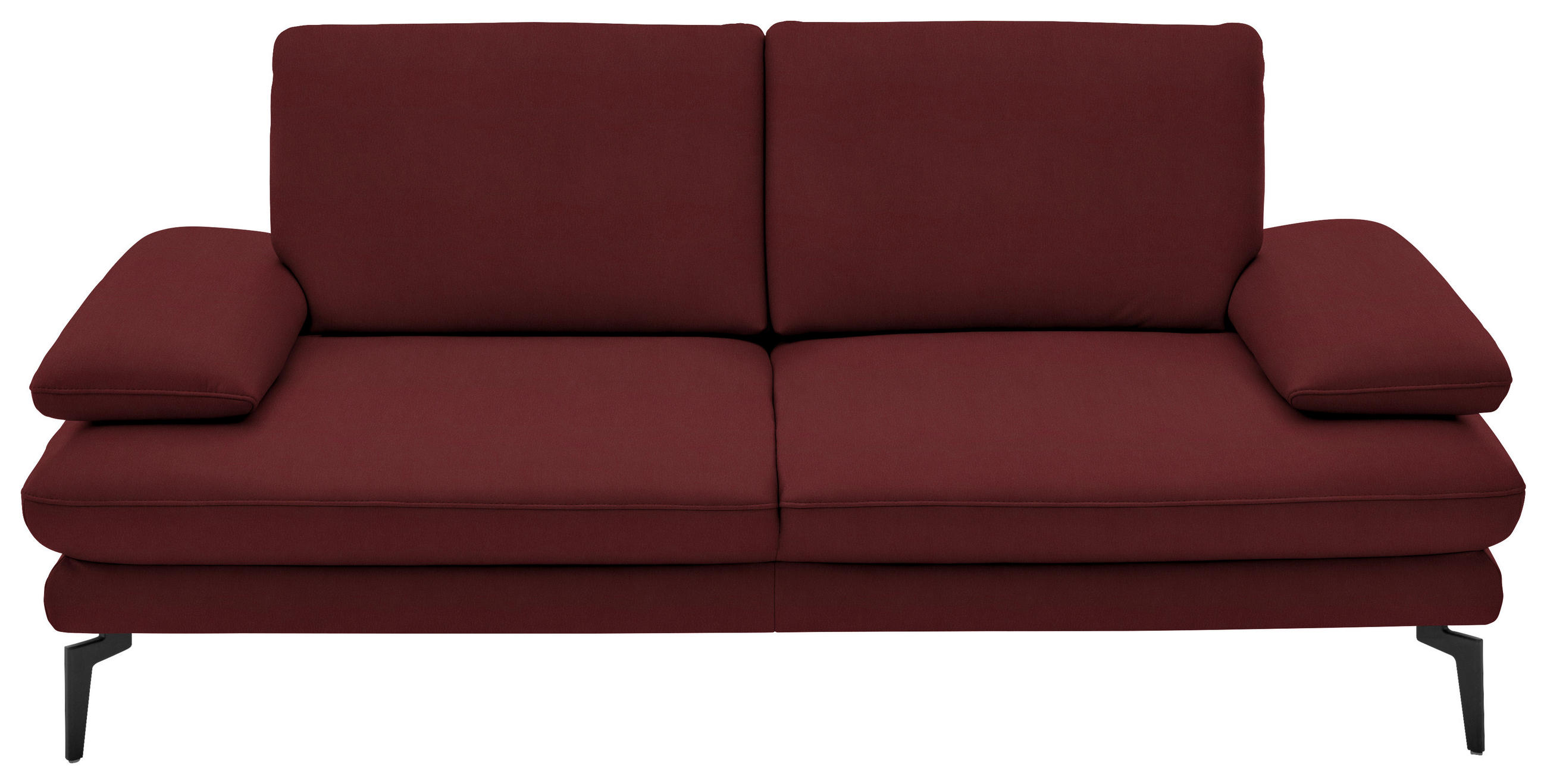 2,5-SITZER in Echtleder Rot  - Rot/Schwarz, Design, Leder/Metall (196/86/104cm) - Dieter Knoll