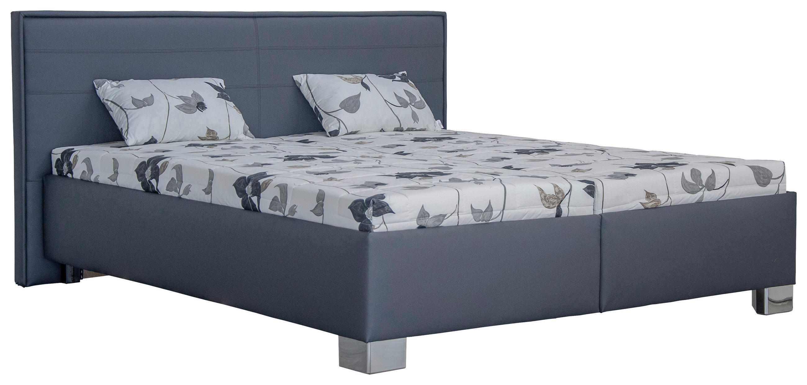ČALÚNENÁ POSTEĽ, 160/200 cm, biela, tmavosivá - biela/chrómová, Design, textil/plast (160/200cm) - Blanar