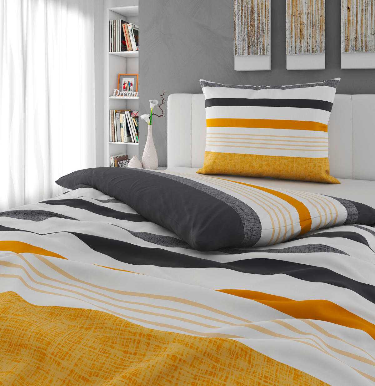 POSTEĽNÁ BIELIZEŇ, renforcé, žltá, 140/200 cm - žltá, Basics, textil (140/200cm) - Novel