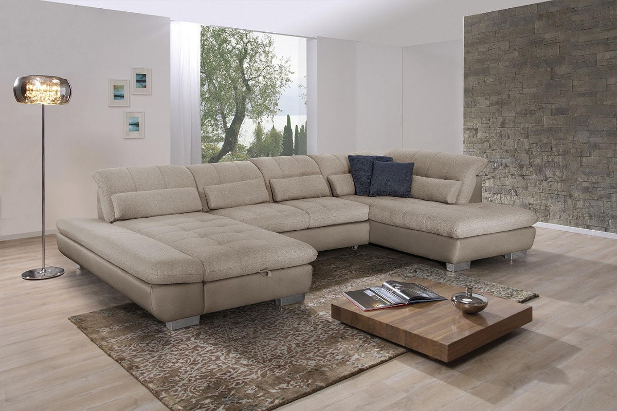 SAROKGARNITÚRA textil szürke  - krómszínű/szürke, Design, műanyag/textil (204/350/211cm) - Xora
