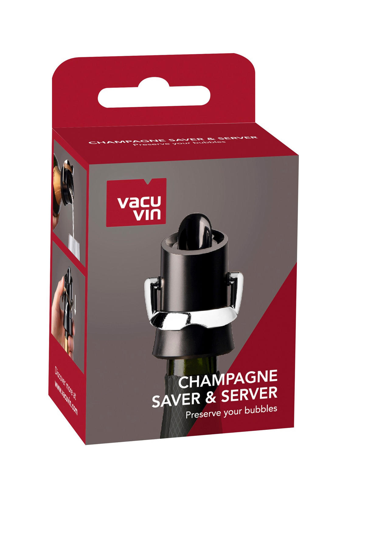 ČEP ZA PJENUŠAC  - crna, Konvencionalno, metal/plastika (5,6/4,9/7,6cm) - Vacu Vin