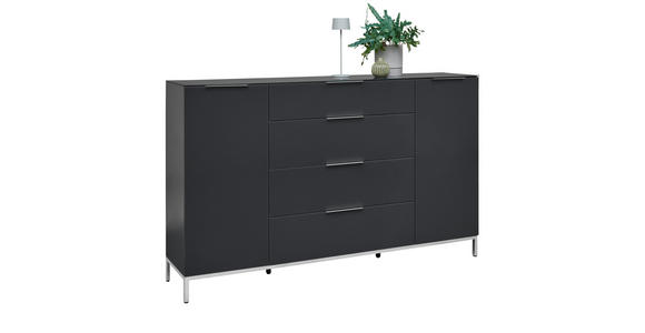 SIDEBOARD in 180/101/42 cm - Anthrazit/Alufarben, Design, Glas/Holzwerkstoff (180/101/42cm) - Voleo
