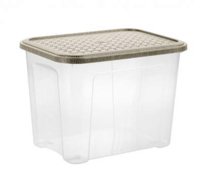 BOX S VÍKEM 18l l - šedobéžová, Basics, plast (37,7/27,7/27.8cm)