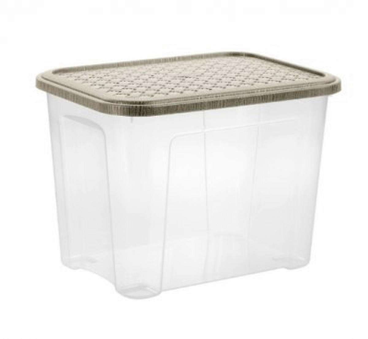 BOX S VÍKEM 18l l - šedobéžová, Basics, plast (37,7/27,7/27.8cm)