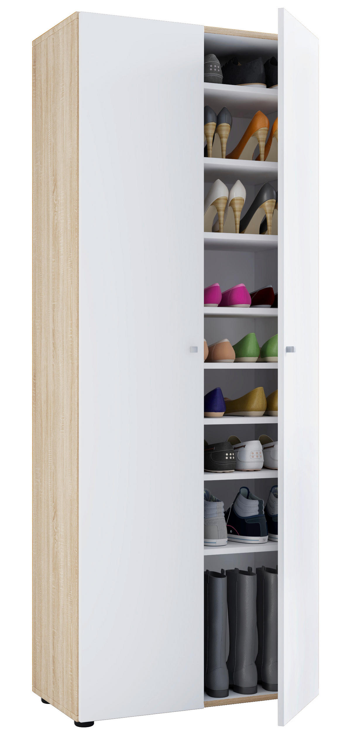 SKOSKÅP Vandol  i 71/180/39 cm  - vit/Sonoma ek, Design, trämaterial/plast (71/180/39cm) - MID.YOU