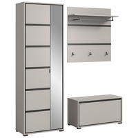 GARDEROBE 3-teilig  in 165/196/37 cm  - Schwarz/Grau, Design, Glas/Holzwerkstoff (165/196/37cm) - Xora