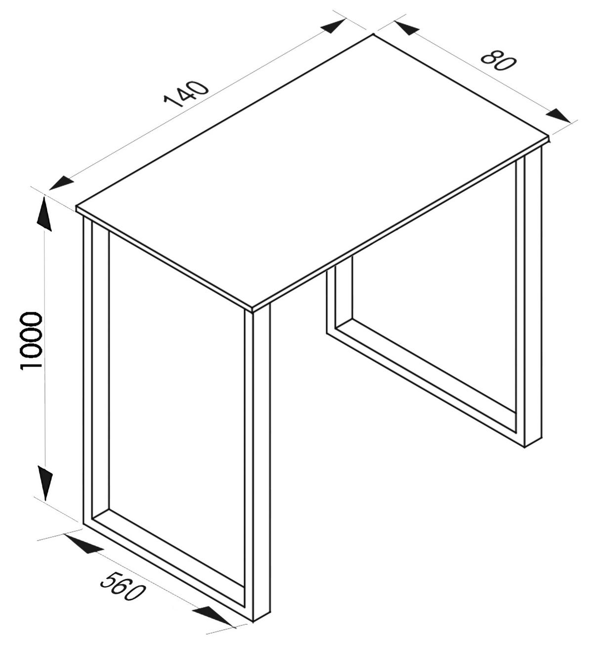 BARTISCH rechteckig Silberfarben, Sonoma Eiche  - Silberfarben/Sonoma Eiche, KONVENTIONELL, Holzwerkstoff/Metall (140/102/80cm)