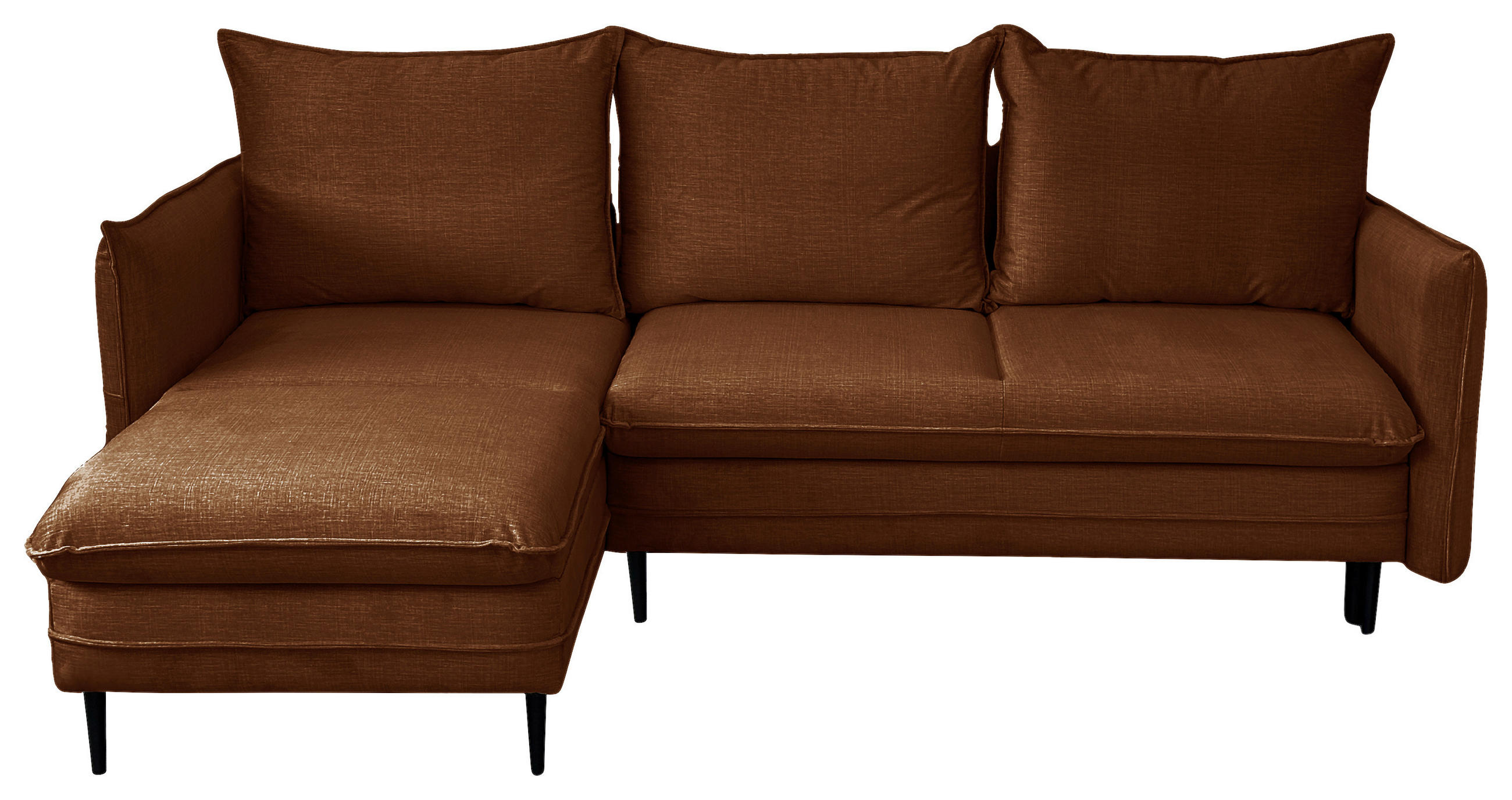 ECKSOFA Rostfarben Flachgewebe  - Rostfarben/Schwarz, Design, Holz/Kunststoff (170/235cm) - MID.YOU