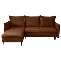 ECKSOFA Rostfarben Flachgewebe  - Rostfarben/Schwarz, Design, Holz/Kunststoff (170/235cm) - MID.YOU