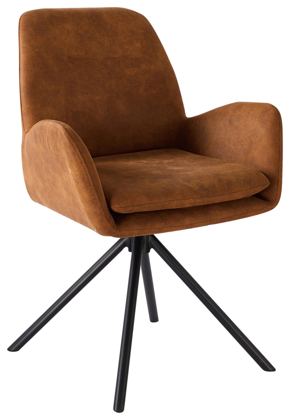 ARMLEHNSTUHL Eisen Webstoff  - Schwarz/Orange, Basics, Textil/Metall (60.5/88/62cm) - MID.YOU