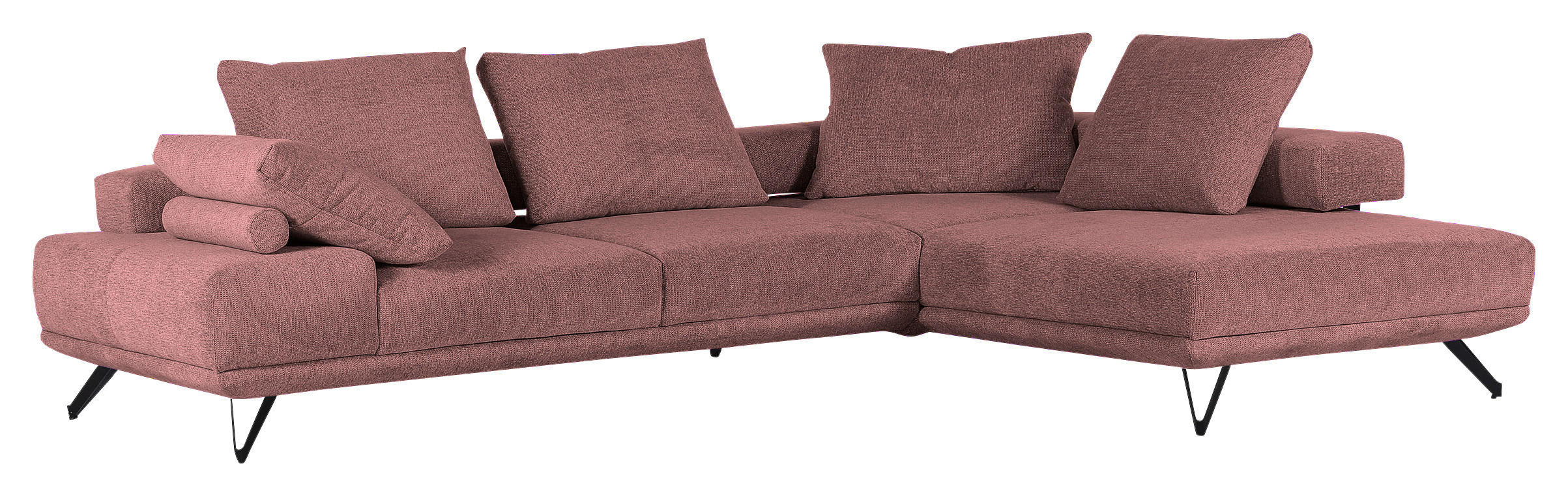 Thumbnail - Carryhome Ecksofa, Altrosa, Textil, 3-4-Sitzer, Füllung: Schaumstoff, Ottomane rechts, L-Form, 310x240 cm, seitenverkehr...