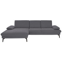 ECKSOFA in Chenille, Mikrofaser Grau  - Schwarz/Grau, Design, Textil/Metall (157/299cm) - Dieter Knoll