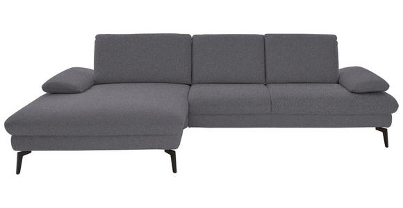 ECKSOFA in Chenille, Mikrofaser Grau 157/299 cm - Schwarz/Grau, Design, Textil/Metall (157/299cm) - Dieter Knoll