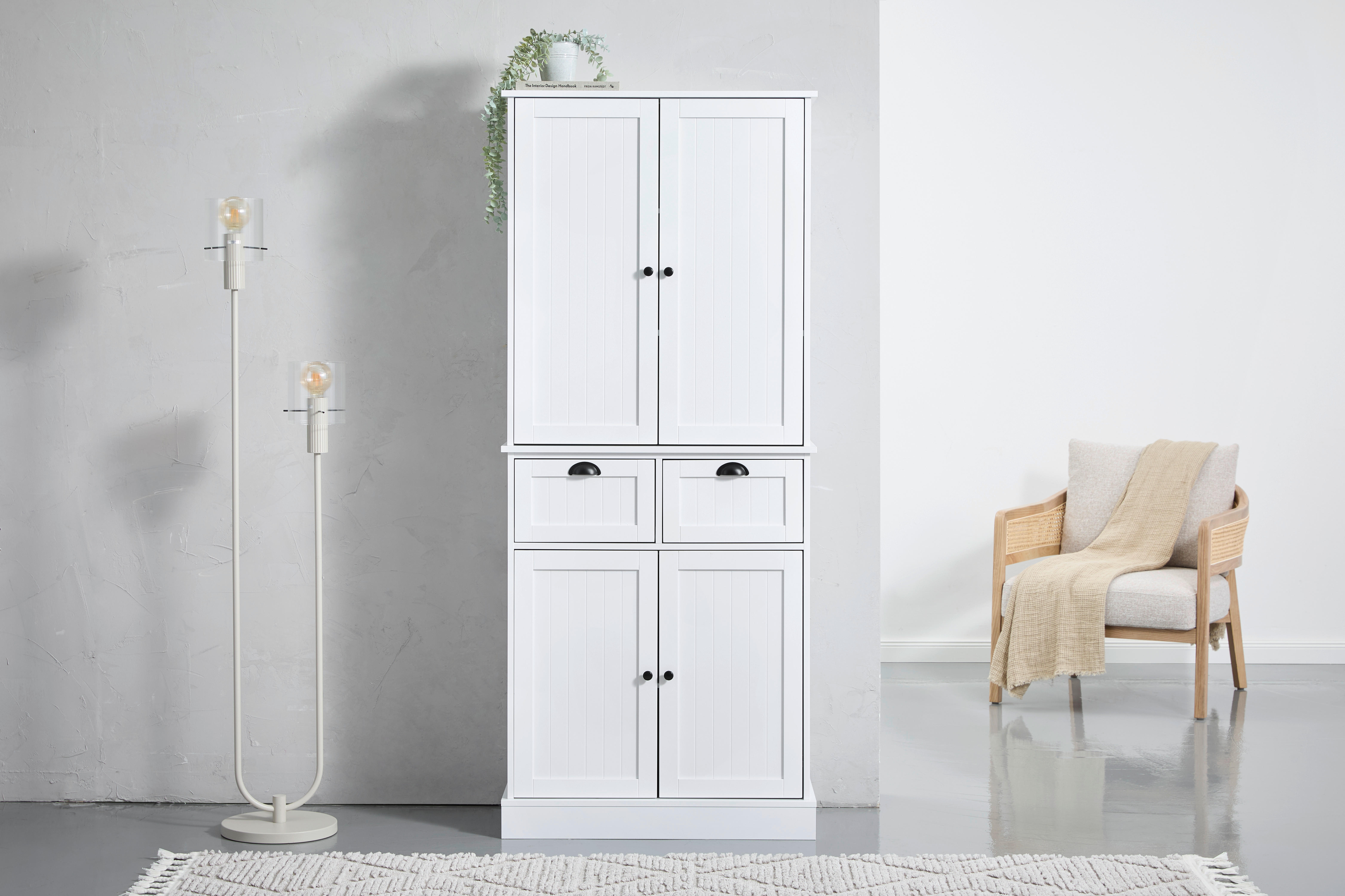 COMODĂ ÎNALTĂ 76/178/40 cm  - alb/negru, Lifestyle, metal/material pe bază de lemn (76/178/40cm) - MID.YOU