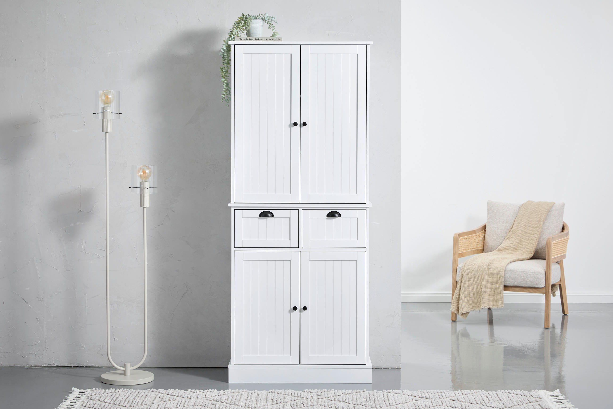 KOMODA VISOKA 76/178/40 cm bijela - bijela/crna, Lifestyle, drvni materijal/metal (76/178/40cm) - MID.YOU