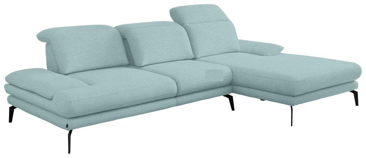 WOHNLANDSCHAFT inkl.Funktionen Mintgrün Webstoff  - Schwarz/Mintgrün, Design, Textil/Metall (289/180cm) - Stylife