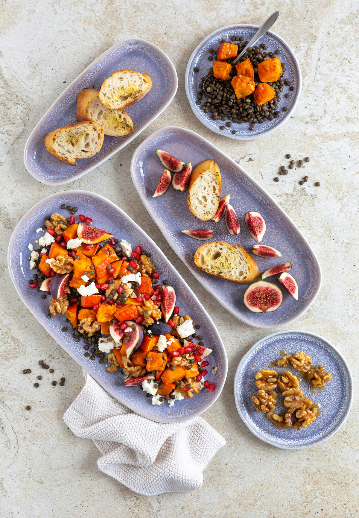 SERVIERPLATTEN-SET ELEA  - Flieder, Basics, Keramik - Mäser