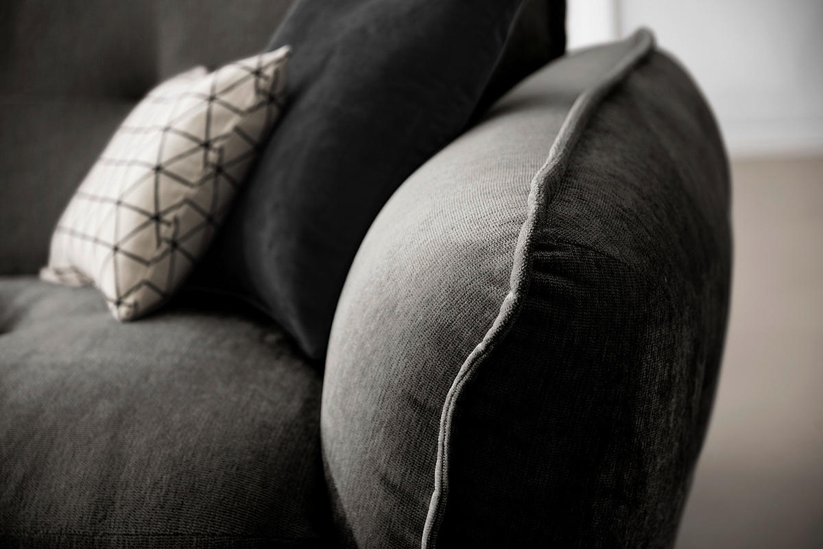 ECKSOFA in Chenille Anthrazit  - Anthrazit/Schwarz, Modern, Kunststoff/Textil (184/269cm) - Trendmanufaktur