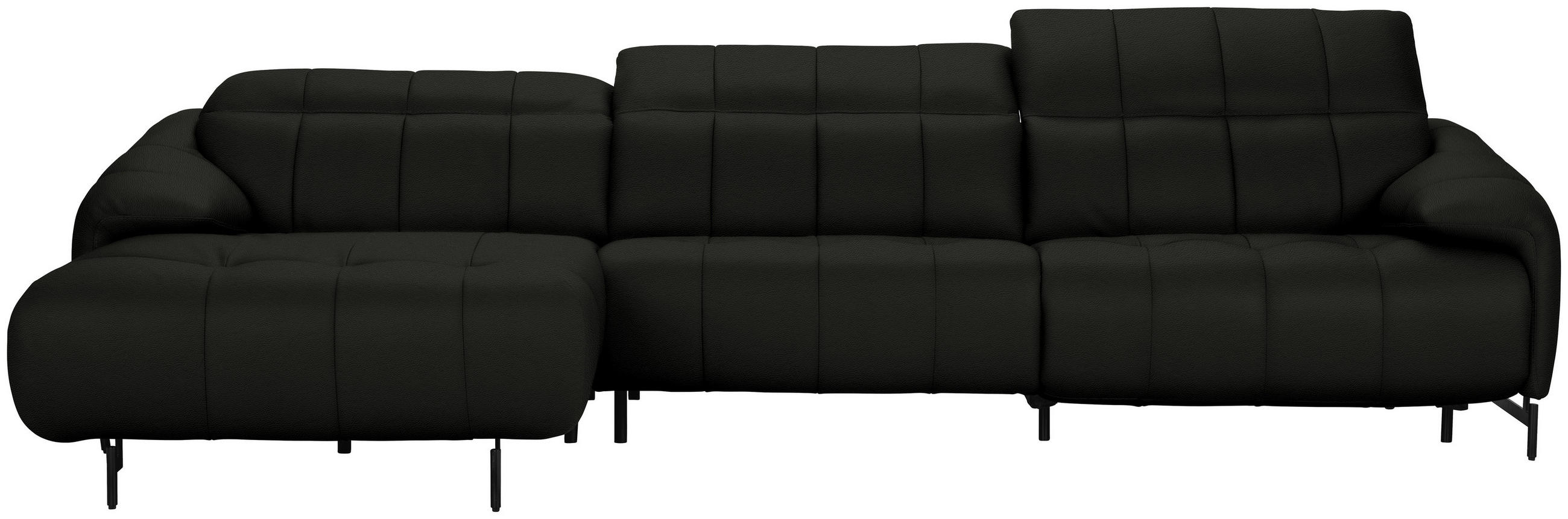 ECKSOFA Echtleder Dunkelgrau  - Dunkelgrau/Schwarz, Design, Leder/Metall (165/313cm) - Belluti