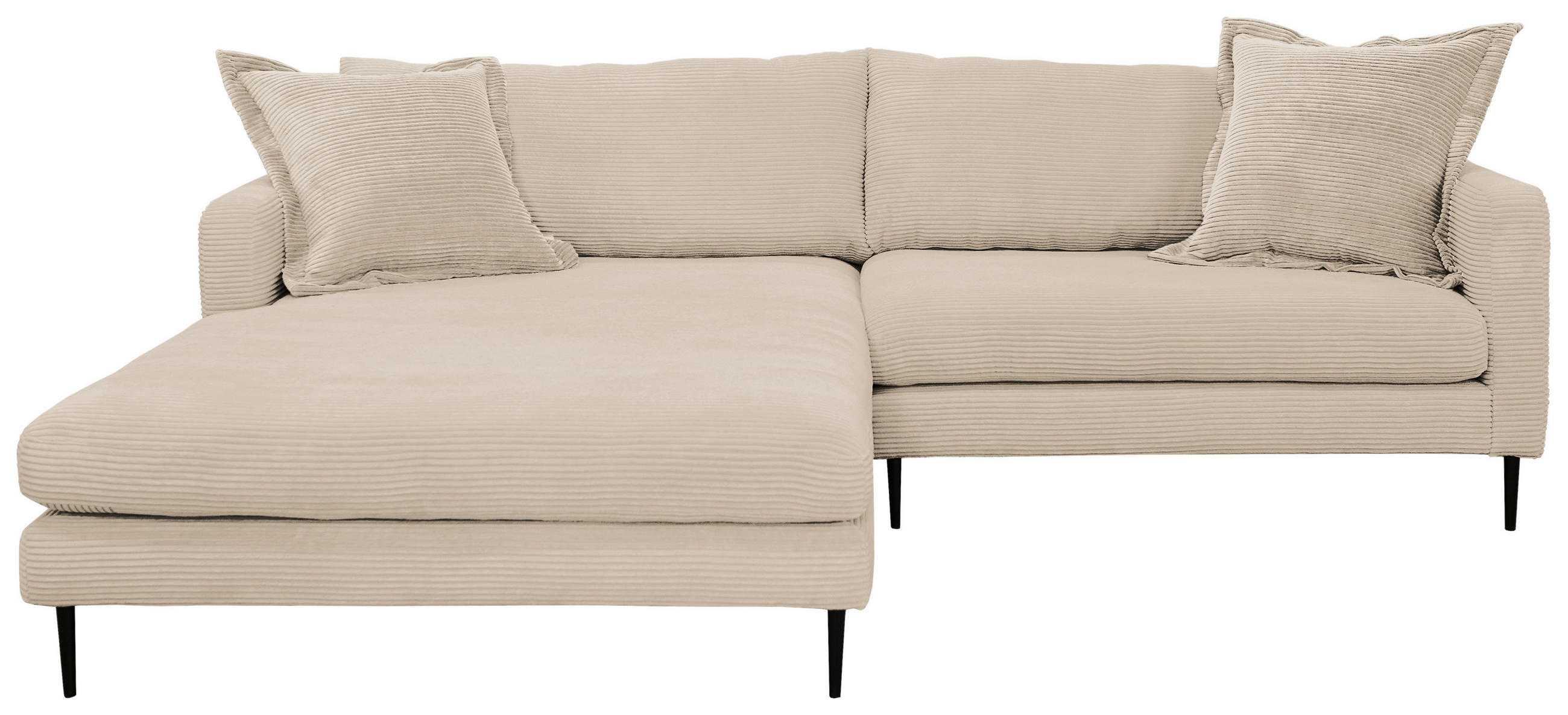 ECKSOFA Creme Cord  - Petrol/Creme, Design, Textil/Metall (193/268cm) - P & B