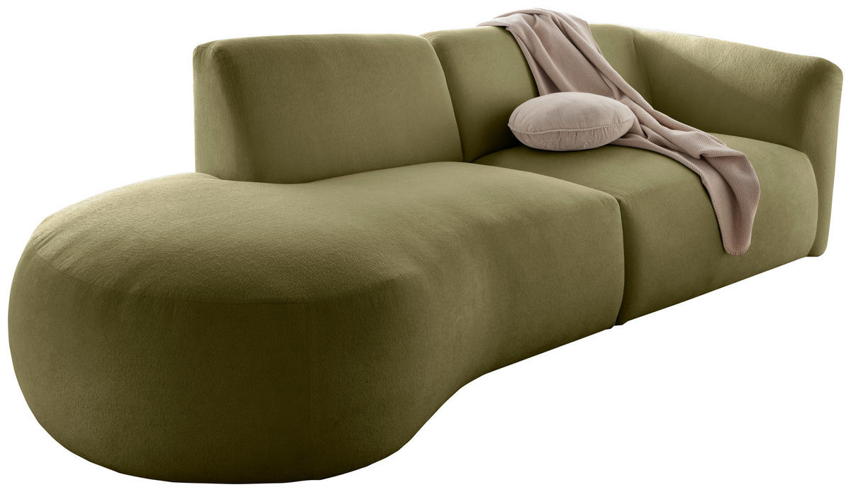 ECKSOFA in Mikrofaser Grün  238/107 cm  - Schwarz/Grün, MODERN, Kunststoff/Textil (238/107cm) - Livetastic