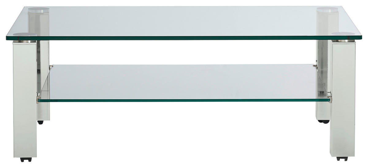 COUCHTISCH in Metall, Glas 110/70/42,5 cm  - Weiß, Design, Glas/Kunststoff (110/70/42,5cm)