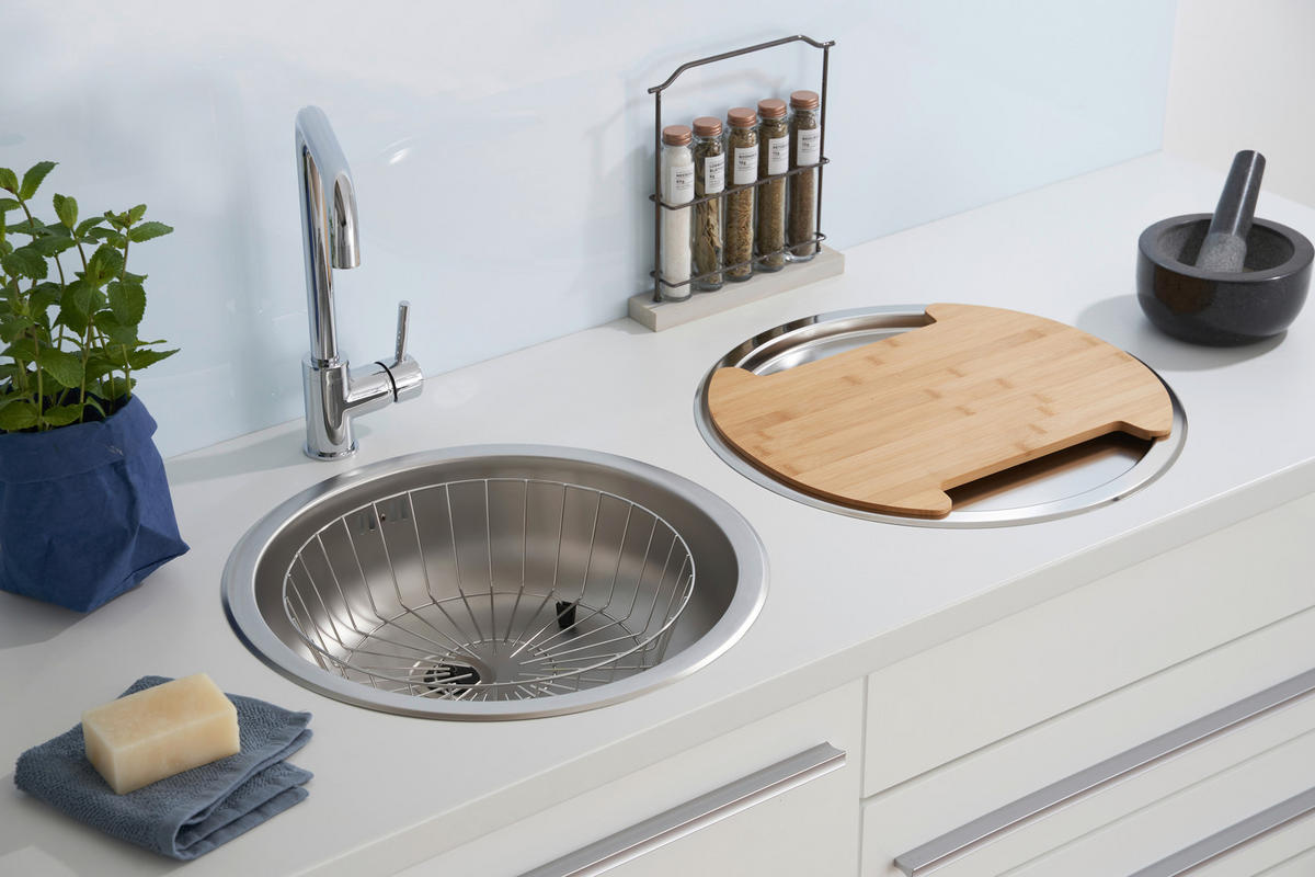 SPÜLE 1711RUNDBECKENSET  - Edelstahlfarben, Trend, Metall (44,6/17cm) - Respekta