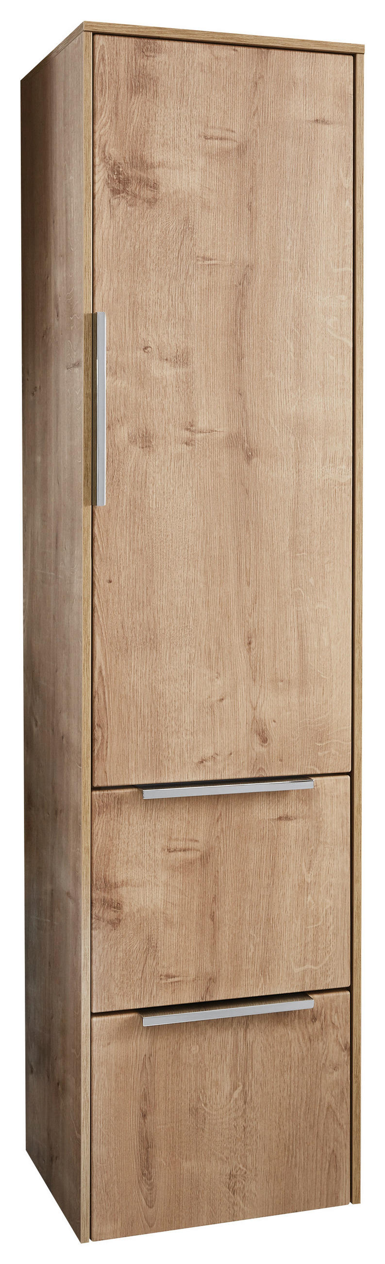 MIDISCHRANK 32,2/129/32,5 cm  - Chromfarben/Eichefarben, KONVENTIONELL, Glas/Holzwerkstoff (32,2/129/32,5cm) - Novel