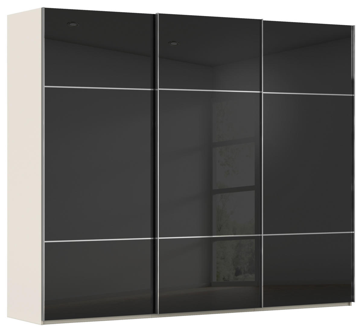 SCHWEBETÜRENSCHRANK in Schwarz, Champagner  - Chromfarben/Champagner, Konventionell, Glas/Holzwerkstoff (301/223/68cm) - Novel