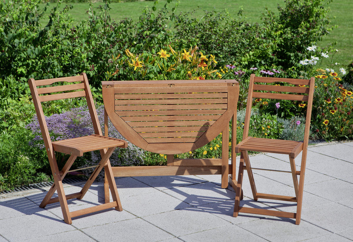 GARTENKLAPPTISCH 90/72/60 cm Holz Naturfarben rund  - Naturfarben, KONVENTIONELL, Holz (90/72/60cm) - Gardenson