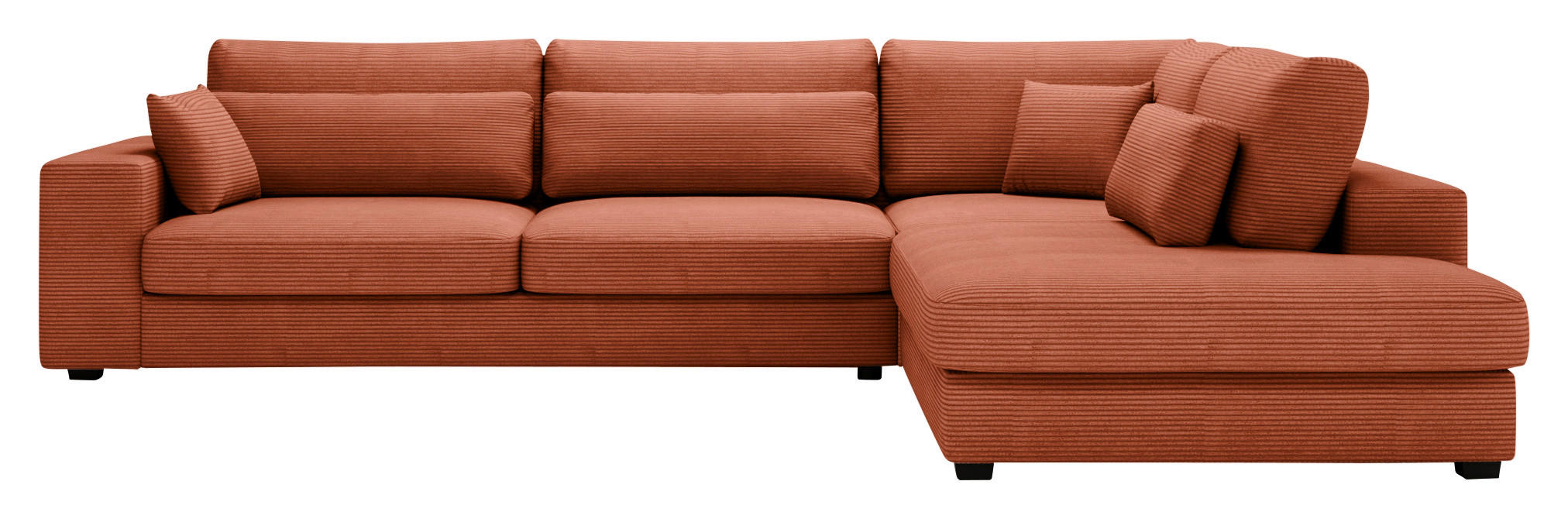 ECKSOFA in Cord Terracotta  - Terracotta/Schwarz, Konventionell, Kunststoff/Textil (314/250cm) - Carryhome