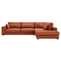 ECKSOFA in Cord Terracotta  - Terracotta/Schwarz, Konventionell, Kunststoff/Textil (314/250cm) - Carryhome
