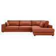 ECKSOFA in Cord Terracotta  - Terracotta/Schwarz, KONVENTIONELL, Kunststoff/Textil (314/250cm) - Carryhome