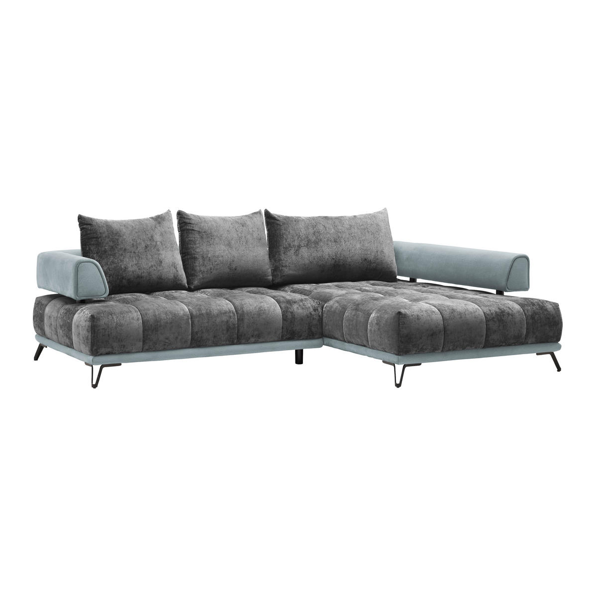 HÖRNSOFFA i mörkgrå  - mörkgrå/silver, Modern, metall/textil (262/67-87/184cm) - MID.YOU
