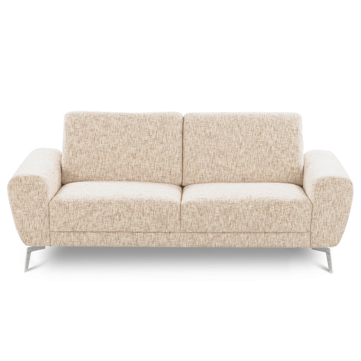 2-SITZER-SOFA Webstoff Beige  - Chromfarben/Beige, Design, Textil/Metall (157/85/92cm) - Livetastic