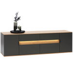 LOWBOARD  in 185,6/56,6/48 cm  - Eichefarben/Anthrazit, Design, Holzwerkstoff/Metall (185,6/56,6/48cm) - Dieter Knoll