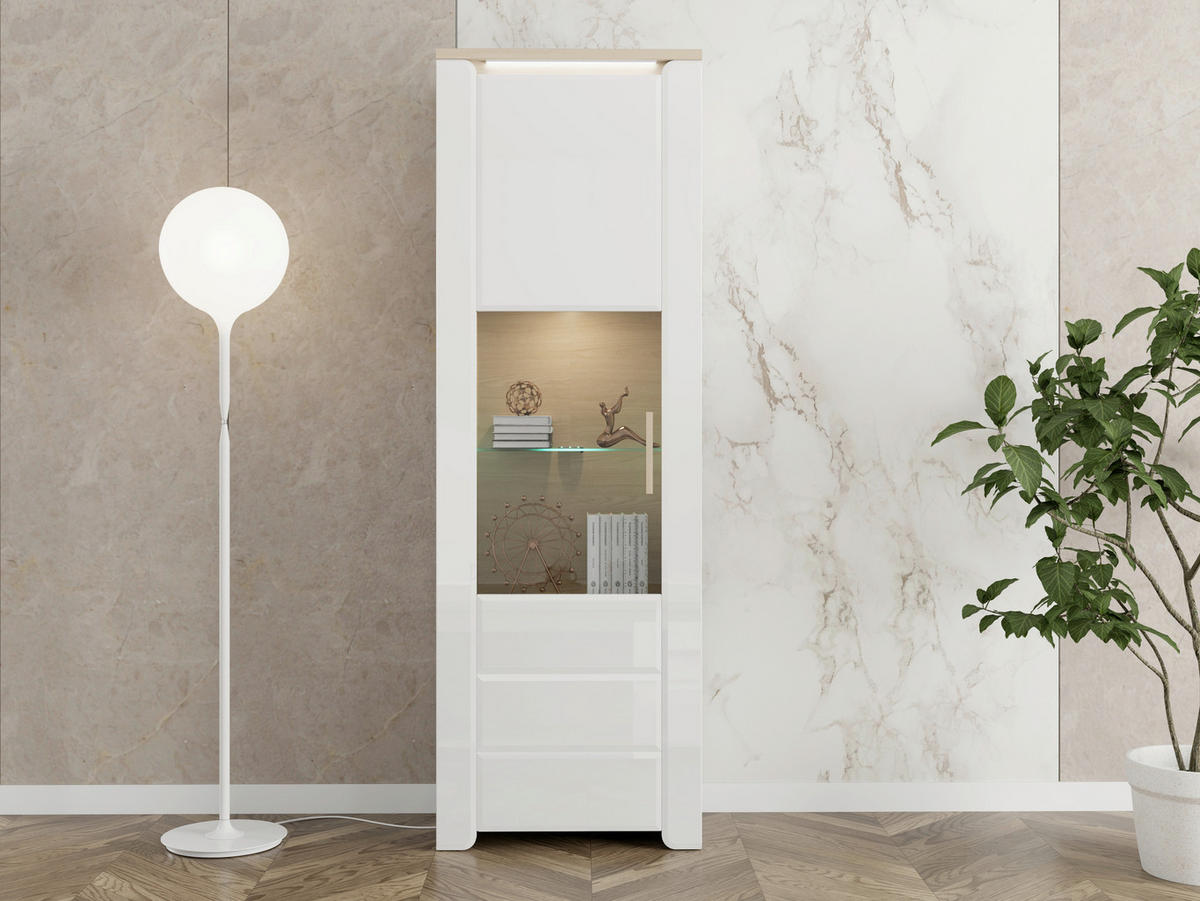 VITRIN fehér, Bianco tölgy  - Bianco tölgy/fehér, Basics, műanyag/faalapú anyag (64/193.5/35.5cm) - Carryhome