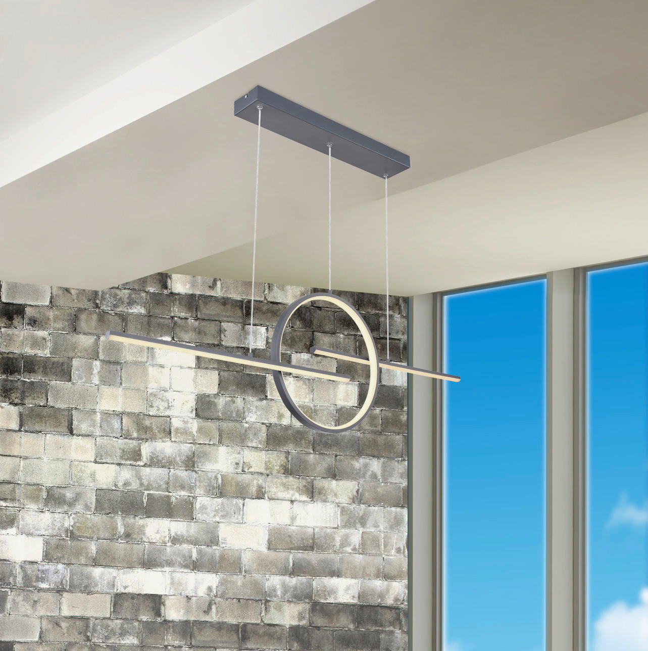 LUSTRĂ LED 124/10,5/150 cm  - alb/opal, Design, plastic/metal (124/10,5/150cm)