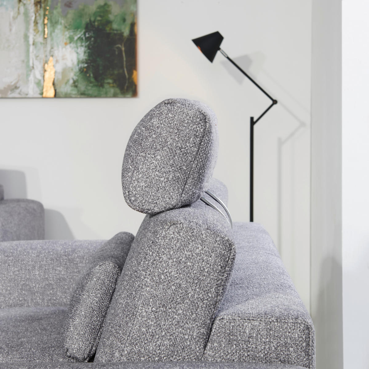 3-SITZER-SOFA Struktur Grau  - Schwarz/Grau, Design, Holz/Textil (196/85-104/95cm) - Novel