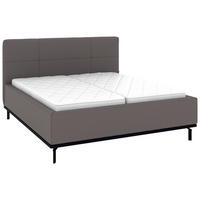 POLSTERBETT 180/200 cm,  in Graubraun, Matratze, Lattenrost, Bettkasten, H2 + H3 = mittel + fest  - Graubraun/Graphitfarben, Design, Holz/Textil (180/200cm) - Musterring