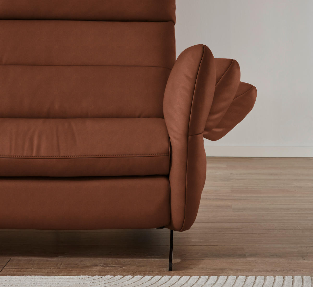 ECKSOFA in Echtleder Cognac  - Cognac/Schwarz, Design, Leder/Metall (169/298cm) - Dieter Knoll