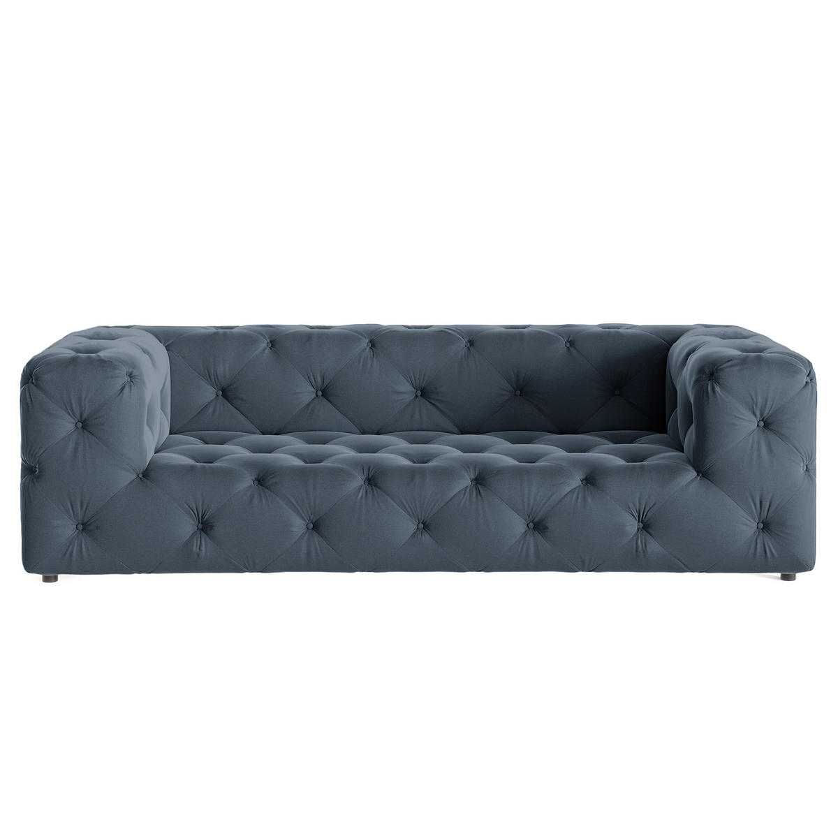 3-SITZER-SOFA Samt Dunkelblau  - Schwarz/Dunkelblau, Design, Kunststoff/Textil (230/71/100cm) - P & B