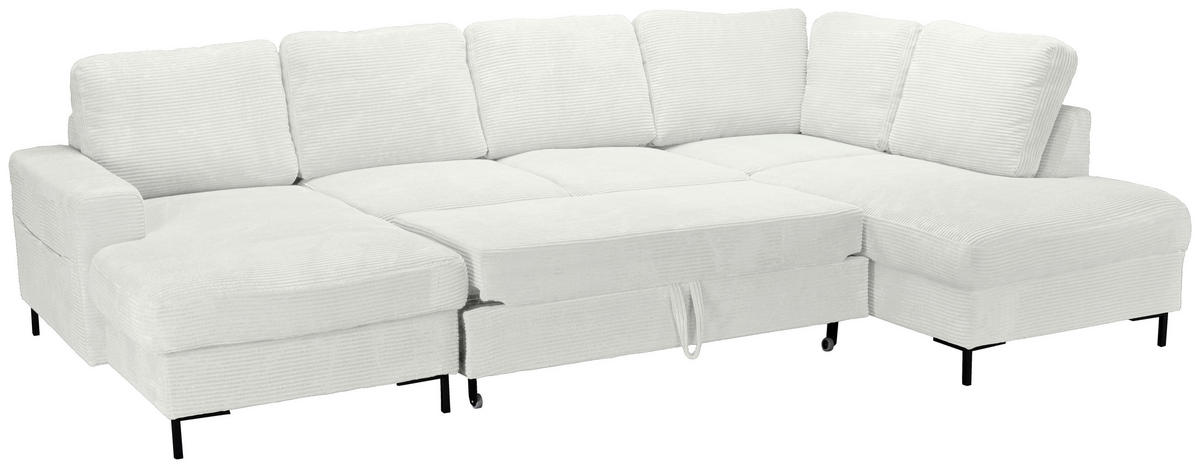 WOHNLANDSCHAFT Creme Cord  - Creme/Schwarz, KONVENTIONELL, Textil/Metall (148/303/197cm) - Carryhome