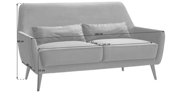3-SITZER-SOFA in Mikrofaser Blau - Blau/Schwarz, Trend, Holz/Textil (160/86/80cm) - Carryhome