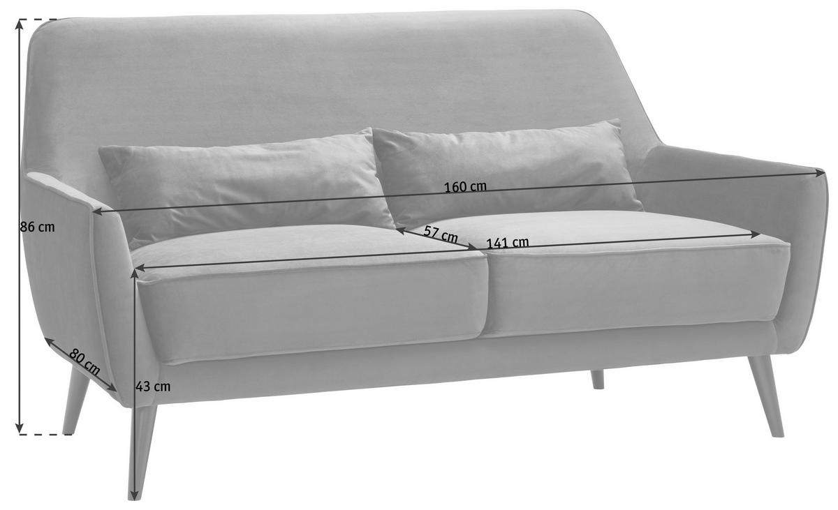 3-SITZER-SOFA in Mikrofaser Blau  - Blau/Schwarz, Trend, Holz/Textil (160/86/80cm) - Carryhome