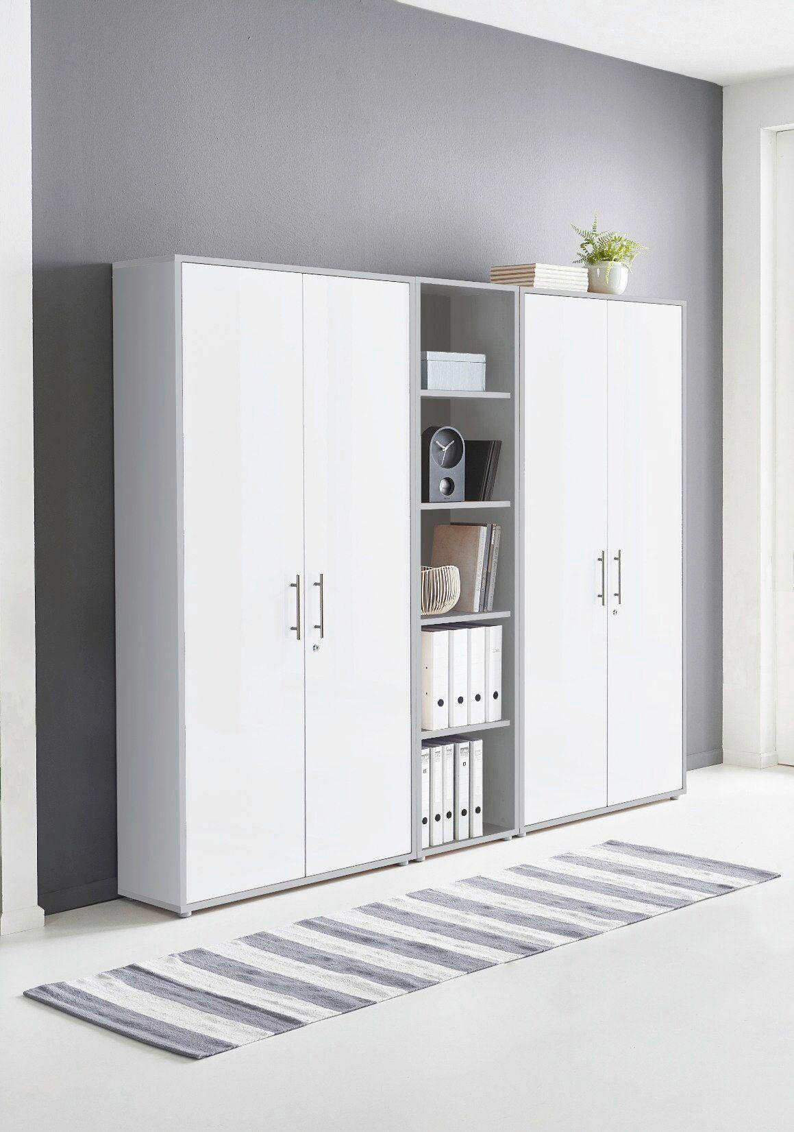 Thumbnail - Mid.you Büro Office e-Dition, Grau, Weiß, Metall, Holzwerkstoff, 8,4 Fächer, 3 Schubladen, Made in Germany, erweiterbar,...