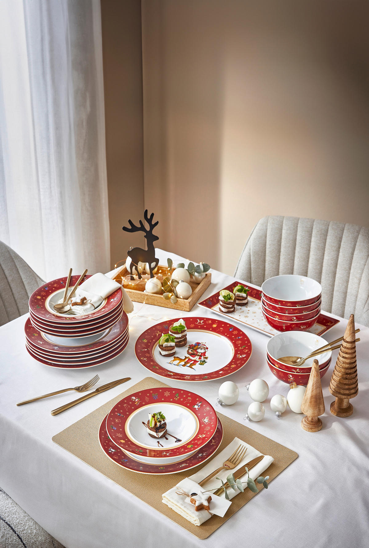 SERVIS CHRISTMAS TOYS 12 delar  - röd, Klassisk, keramik - X-Mas