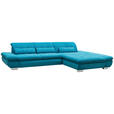 ECKSOFA Türkis Mikrofaser  - Türkis/Schwarz, Design, Textil/Metall (204/341cm) - Xora