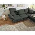 ECKSOFA  in Flachgewebe Grün Armteilverstellung, Relaxfunktion, Drehsitzfunktion  255-365/175-224 cm  - Schwarz/Grün, Design, Textil/Metall (255-365/175-224cm) - Dieter Knoll