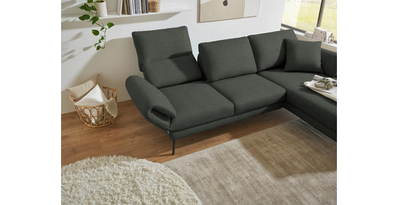 ECKSOFA  in Flachgewebe Grün Armteilverstellung, Relaxfunktion, Drehsitzfunktion  255-365/175-224 cm  - Schwarz/Grün, Design, Textil/Metall (255-365/175-224cm) - Dieter Knoll